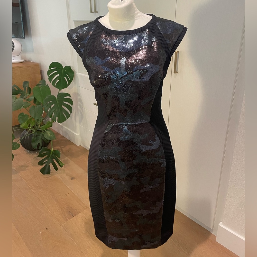 Ted Baker Namora Black Camouflage Sequin Dress